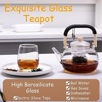 Motanber Glass Teapot for Blooming Flower and Loose Leaf Tea