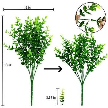 Leyaron 9 Bundles Fake Plants Artificial Boxwood Greenery 63 Stems Fade Resistant Faux Plastic Plants for Garden Farmhouse Porch Patio Window Box Wedding Office Home Indoor Outdoor Decor