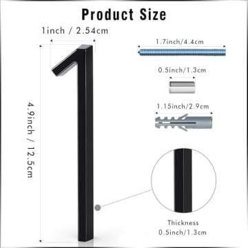 5 Inch Floating House Number 1, VONDERSO Black Metal Modern Outdoor Address Sign for Yard Street and...