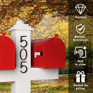 5 Inch Floating House Number 1, VONDERSO Black Metal Modern Outdoor Address Sign for Yard Street and Mailbox, Zinc Alloy Solid Address Numbers and Letters with Exquisite Drawing Process