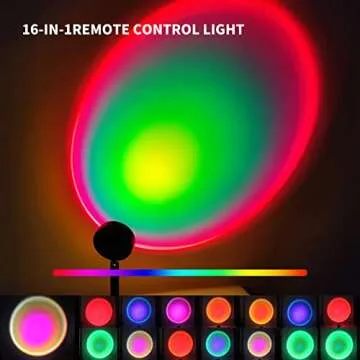 Sunset Lamp with 16 Colors, Sunset Projection Lamp with Remote，Multiple Colors Sunset Light/Night ...