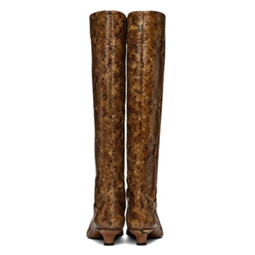 MOOMMO Snakeskin Kitten Heel Boots for Stylish Comfort