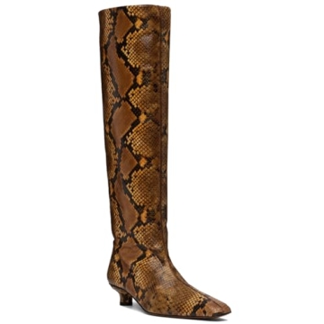 MOOMMO Snakeskin Kitten Heel Boots for Stylish Comfort