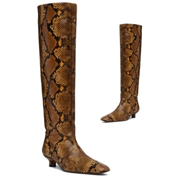 MOOMMO Snakeskin Kitten Heel Boots for Stylish Comfort