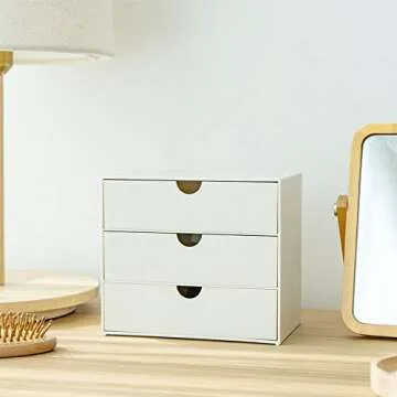 Compact 3-Drawer Vanity Organizer for Home & Office