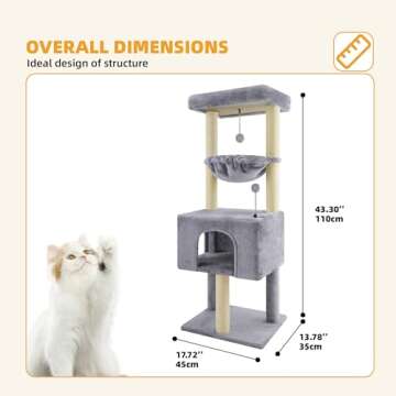 ROYPET Fashion Design 43.3" Cat Trees with Cat Houses,Grey