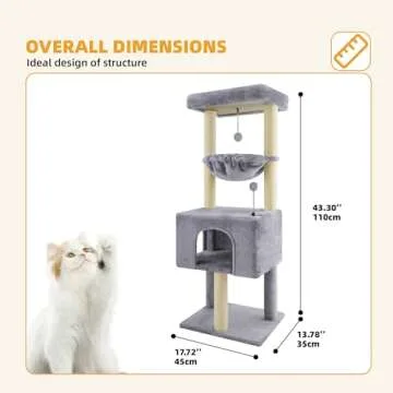 ROYPET Stylish 43.3" Cat Tree for Small Cats and Kittens