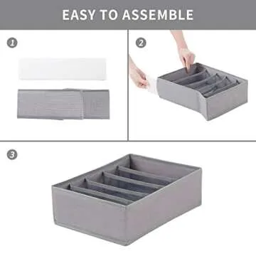 Qozary Drawer Organizers for Clothing - 5 Grids