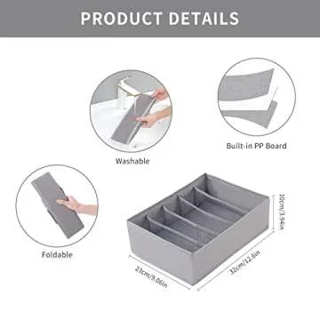 Qozary Drawer Organizers for Clothing - 5 Grids