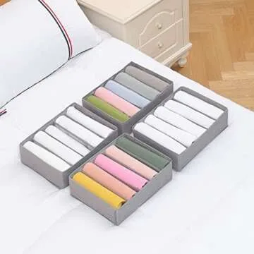 Qozary Drawer Organizers for Clothing - 5 Grids