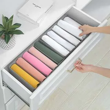 Qozary Drawer Organizers for Clothing - 5 Grids