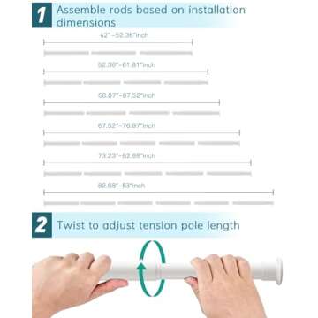 ALLZONE Heavy Duty Shower Curtain Rod 42-83 Inches