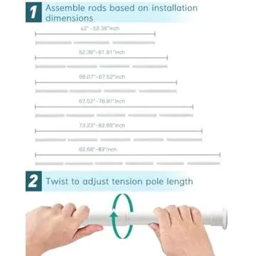 ALLZONE Heavy Duty Shower Curtain Rod 42-83 Inches