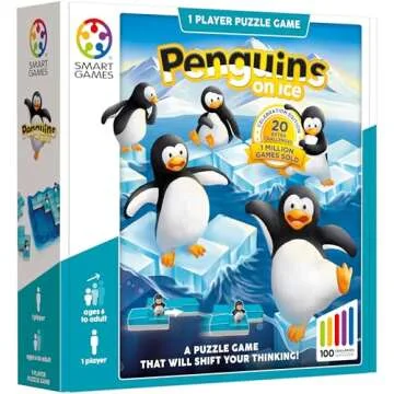 SmartGames Penguins on Ice - A Sliding Cognitive Skill-Building Puzzle Game for Ages 6 - Adult