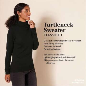Amazon Essentials Women's Classic-Fit Lightweight Long-Sleeve Turtleneck Sweater (Available in Plus ...