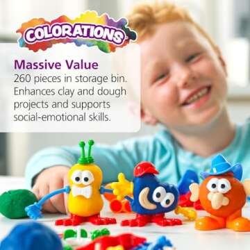 Colorations - BUILDME Creative Creatures Dough Builders (Includes 260 pieces) - Dough & Molding Clay Accessories for Kids - Screen-Free Play Time - Builds Animals & Characters