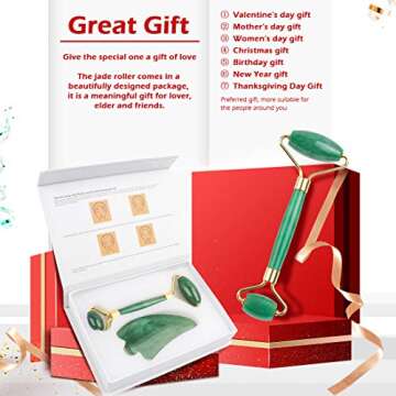 Deciniee Jade Roller Set - Natural Stone Beauty Tool