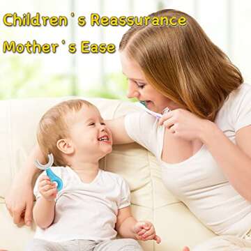 YOTEE U-Shaped Toothbrush Kids 2 PCS - Toddler Toothbrush with Food Grade Soft Silicone Brush Head, Manual Whole Mouth Toothbrush for Kids Age 2-6(Blue+Pink), 360° Oral Teeth Cleaning Design