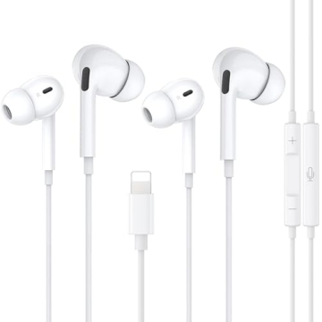 2 Pack Wired Earbuds for iPhone - Noise Reduction & Mic Control
