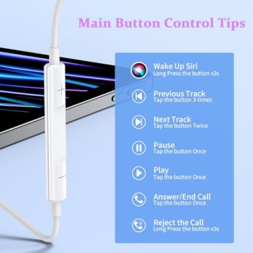 Wired Earbuds for iPhone - Noise Reduction & Mic Control