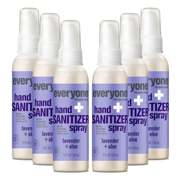 Everyone Hand Sanitizer Spray, 2 Fl Oz (Pack of 6), Lavender and Aloe, Plant Derived Alcohol with Pu...