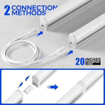 Barrina T5 LED Ceiling Light Fixtures, 2FT, 5000K (Daylight White), 1100LM, 10W, Corded Electric with Built-in ON/Off Switch, Linkable LED Shop Lights for Garage, Workshop, ETL Listed, 6 Packs