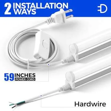 Barrina T5 LED Ceiling Light Fixtures, 2FT, 5000K (Daylight White), 1100LM, 10W, Corded Electric with Built-in ON/Off Switch, Linkable LED Shop Lights for Garage, Workshop, ETL Listed, 6 Packs