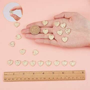 SUNNYCLUE 1 Box 26Pcs Real 18K Gold Plated Heart Letter Charms Bulk Alphabet Pendant Charm Jewelry Findings for Bracelet Necklace Wine Glass Charms Jewelry Making Valentine's Day Weddings