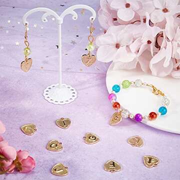 SUNNYCLUE 1 Box 26Pcs Real 18K Gold Plated Heart Letter Charms Bulk Alphabet Pendant Charm Jewelry Findings for Bracelet Necklace Wine Glass Charms Jewelry Making Valentine's Day Weddings
