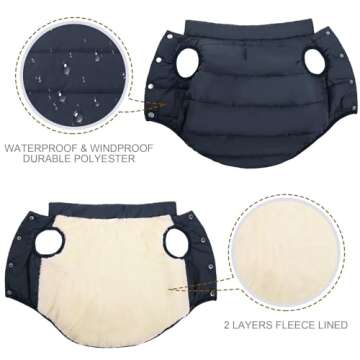 ASENKU Windproof Dog Winter Jacket Waterproof Dog Coat Warm Dog Vest Cold Weather Pet Apparel with 2 Layers Fleece Lined for Small Medium Large Dogs (2XL, Blue)