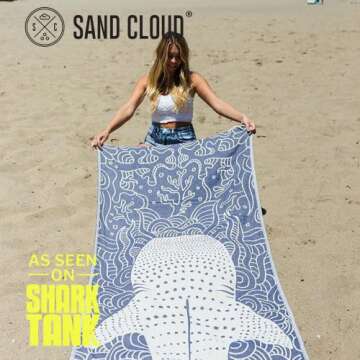 Sand Cloud Turkish Beach Towel - Eco-Friendly, Quick Dry, Versatile (Whale Shark)