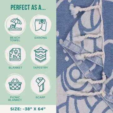 Sand Cloud Turkish Beach Towel - Quick Dry, Eco-Friendly, Versatile