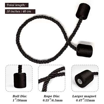 Hion Magnetic Curtain Tiebacks – 4 Pack Elegant Hook Holders for Home