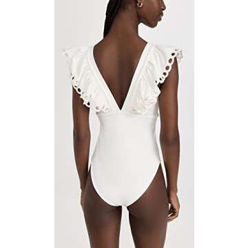 Sea Women's Solid Scallop One Piece, White, S
