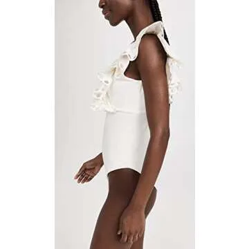 Sea Women's Solid Scallop One Piece, White, S