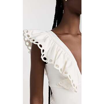 Sea Women's Solid Scallop One Piece, White, S