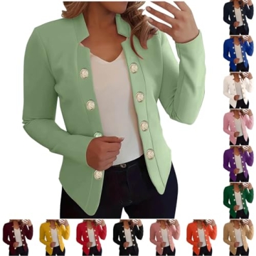 Blazers for Women Business Casual Fashion Fall Open Front Long Sleeve Button Solid Suit Jackets Work...