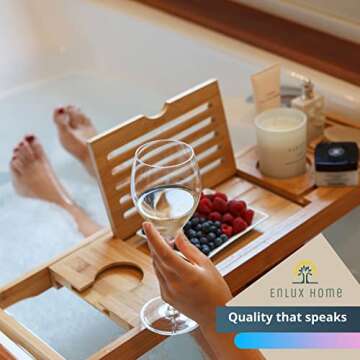 Enlux Premium Bathtub Tray Caddy - Expandable Bath Tray - Unique House Warming Gifts, New Home, Anni...