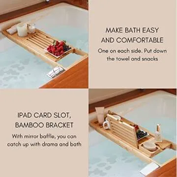 Enlux Premium Bathtub Tray Caddy - Expandable Bath Tray - Unique House Warming Gifts, New Home, Anniversary & Wedding Gifts for Couple, Bridal Shower Gift for Women