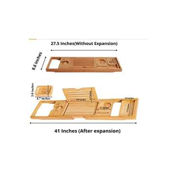 Enlux Premium Bathtub Tray Caddy - Expandable Bath Tray - Unique House Warming Gifts, New Home, Anniversary & Wedding Gifts for Couple, Bridal Shower Gift for Women