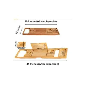 Enlux Premium Bathtub Tray Caddy - Expandable Bath Tray - Unique House Warming Gifts, New Home, Anniversary & Wedding Gifts for Couple, Bridal Shower Gift for Women