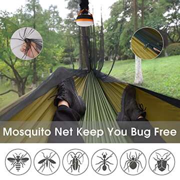 G4Free Large Camping Hammock with Mosquito Net 2 Person Pop-up Parachute Lightweight Hanging Hammock...