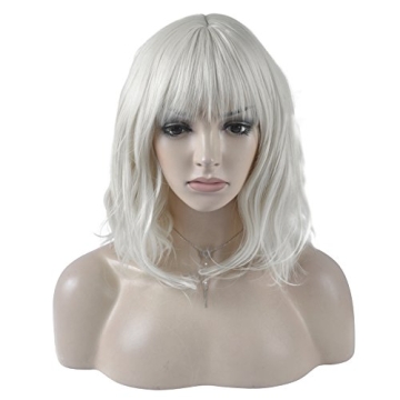 DAOTS Silver White Curly Wig for Cosplay and Costume