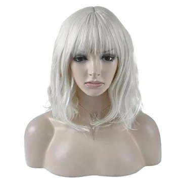 DAOTS Silver White Curly Wig for Cosplay and Costume