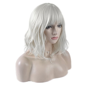 DAOTS Silver White Curly Wig for Cosplay and Costume