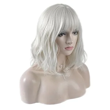 DAOTS Silver White Curly Wig for Cosplay and Costume