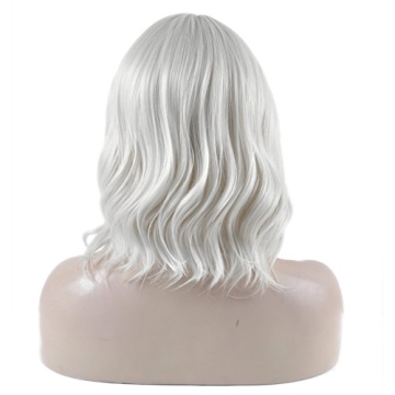 DAOTS Silver White Curly Wig for Cosplay and Costume
