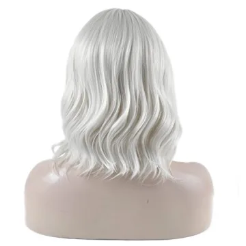 DAOTS Silver White Curly Wig for Cosplay and Costume