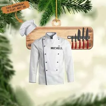 Personalized Chef Ornament, 2D Flatten Acrylic Ornament, Barista Ornament, Cooking Ornament, Gift fo...