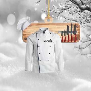 Personalized Chef Ornament, 2D Flatten Acrylic Ornament, Barista Ornament, Cooking Ornament, Gift for Chef, Baker Gift, for Coffee Shop, Chef (4)